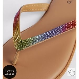 Torrid Sunnie Rainbow Pride Rhinestone Flip Flop Sandals